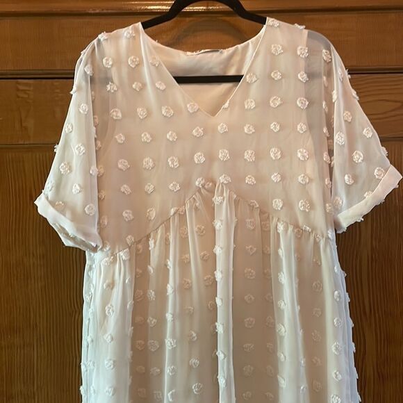 Ecowish Baby Doll Swiss Dot Mini Dress Medium - Picture 2 of 7